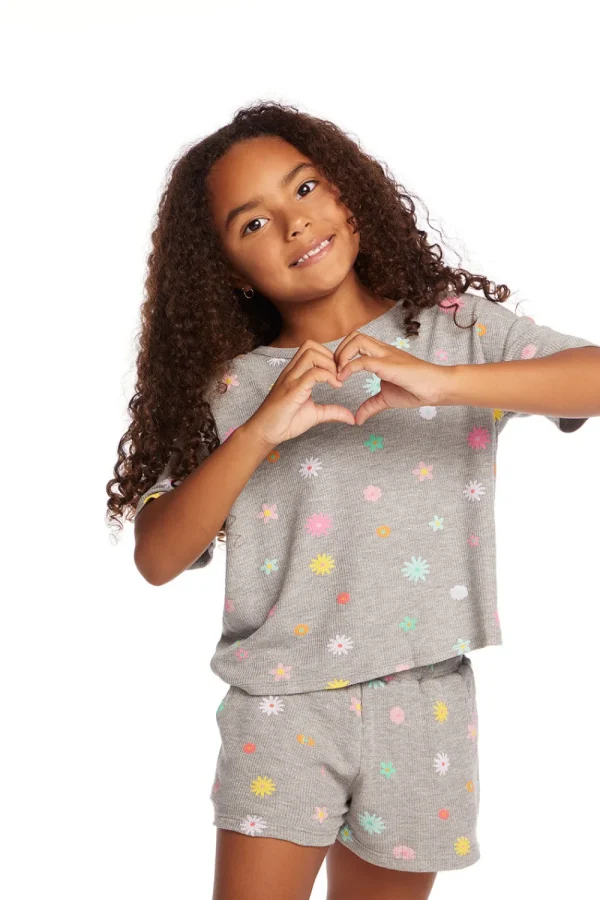 Store Devin Embroidered Flowers Girls Tee Kids Girls