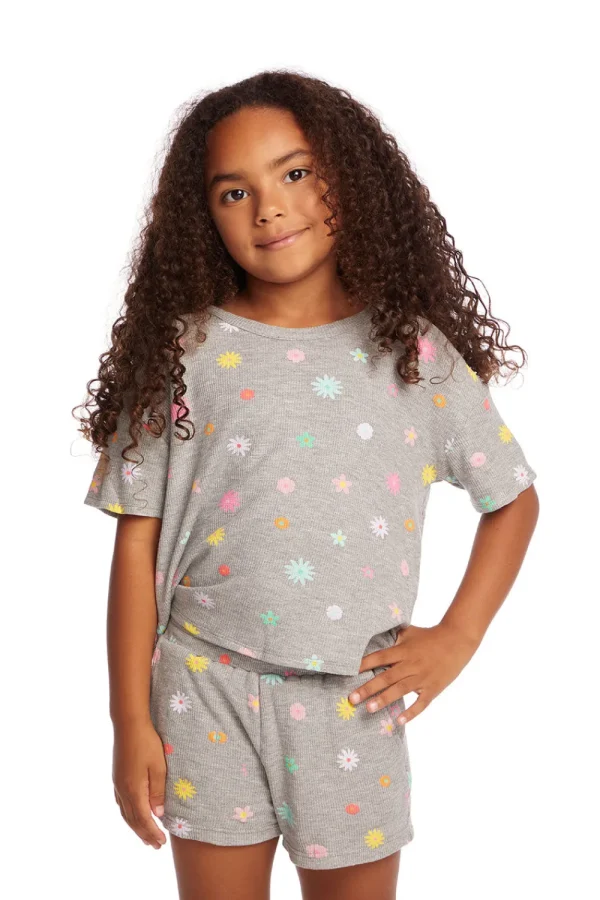 Store Devin Embroidered Flowers Girls Tee Kids Girls