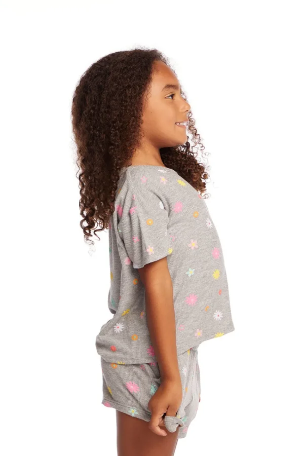 Store Devin Embroidered Flowers Girls Tee Kids Girls