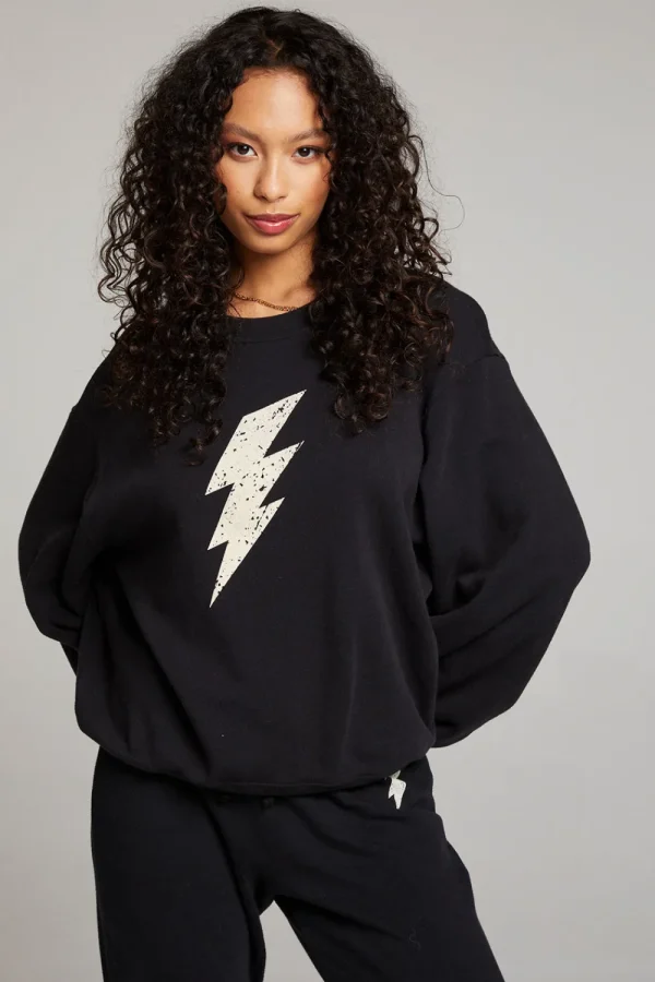 Cheap Distressed Bolt Long Sleeve Women Loungewear | Tops
