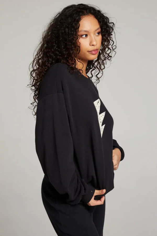 Cheap Distressed Bolt Long Sleeve Women Loungewear | Tops