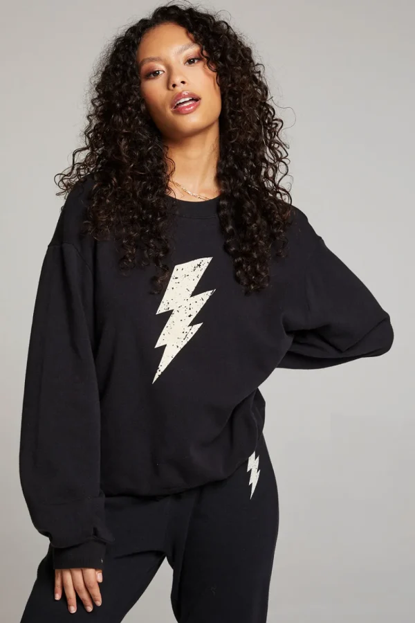 Cheap Distressed Bolt Long Sleeve Women Loungewear | Tops
