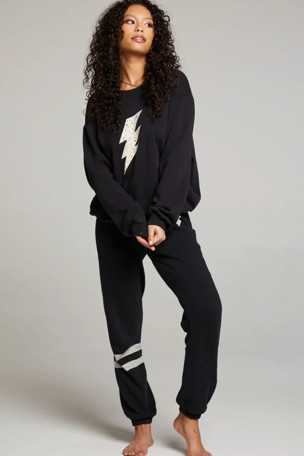 Cheap Distressed Bolt Long Sleeve Women Loungewear | Tops