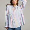 Discount Dolphin South West Beach Stripe Button Down Women Loungewear | Tops
