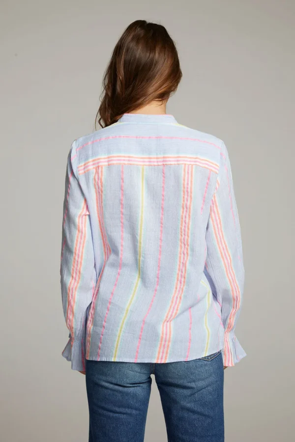 Discount Dolphin South West Beach Stripe Button Down Women Loungewear | Tops