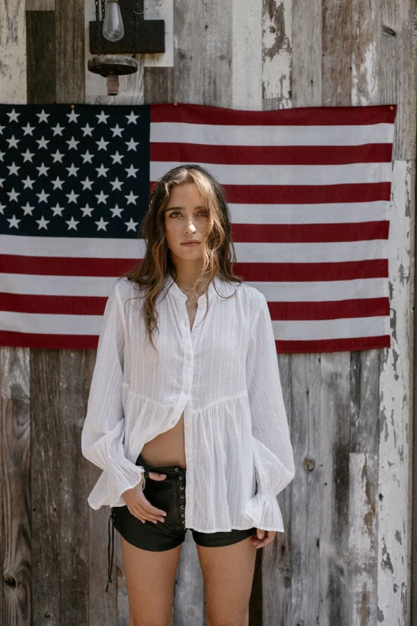 Sale Dolphin White Button Down Women Loungewear | Tops
