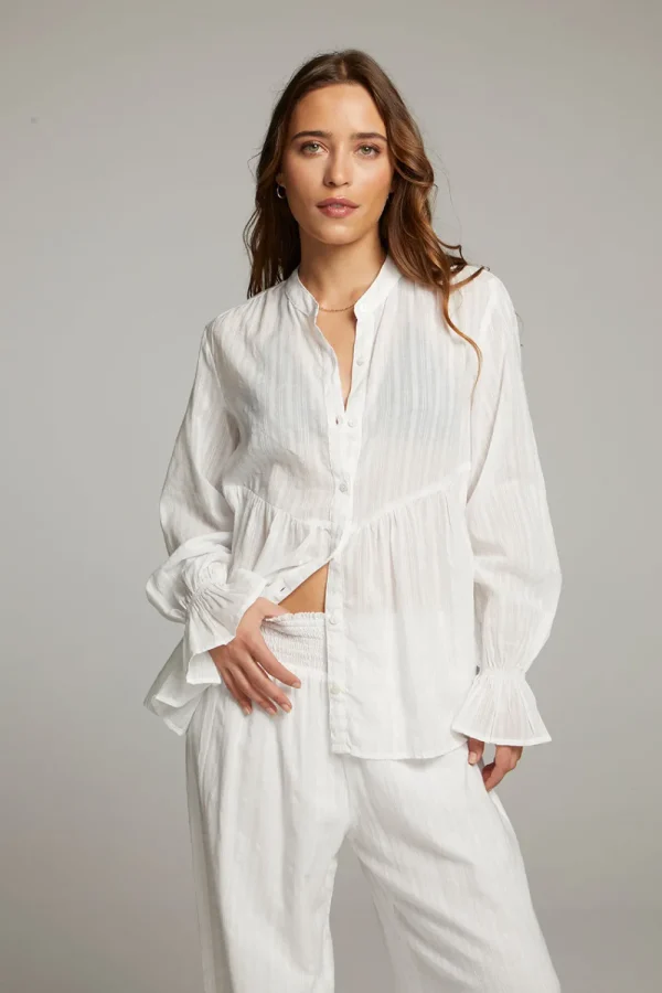 Sale Dolphin White Button Down Women Loungewear | Tops
