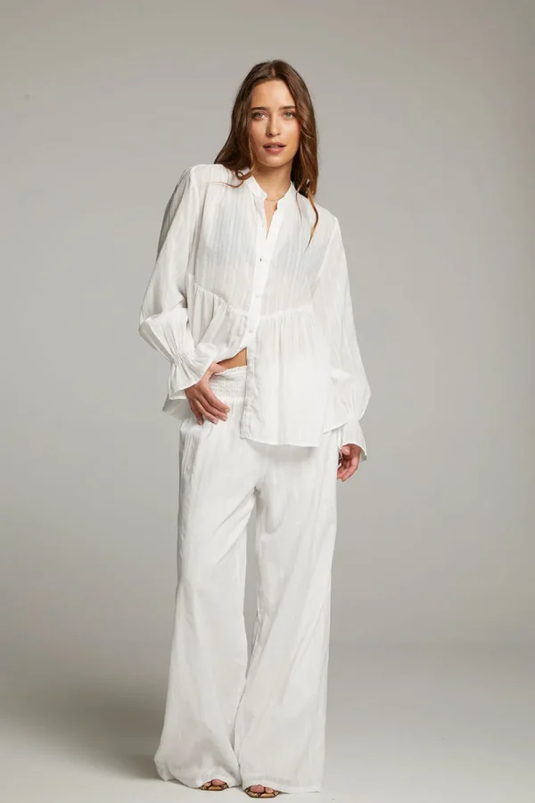 Sale Dolphin White Button Down Women Loungewear | Tops