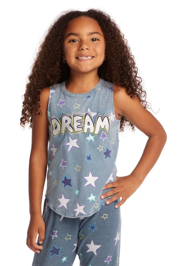 Online Dream Emb Star Girls Vintage Jersey Shirttail Muscle Kids Girls