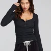 Outlet Drifter Shadow Black Henley Women Loungewear | Tops