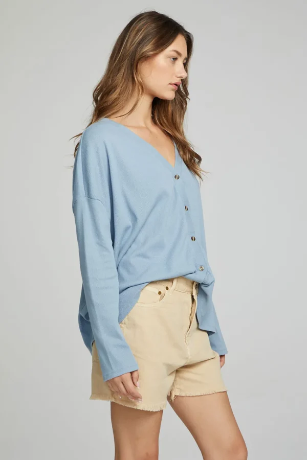 Sale Electric Button Down - Faded Denim Women Outerwear | Loungewear