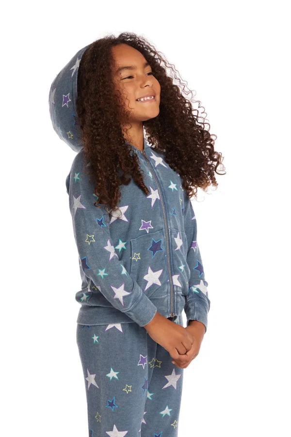 Clearance Embroidery Stars Girls Zip-up Hoodie Kids Girls