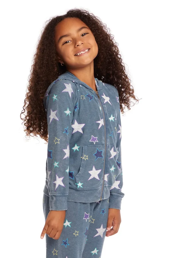 Clearance Embroidery Stars Girls Zip-up Hoodie Kids Girls