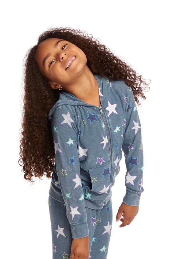 Clearance Embroidery Stars Girls Zip-up Hoodie Kids Girls