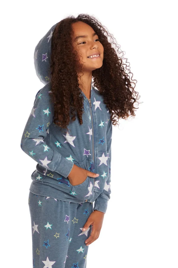 Clearance Embroidery Stars Girls Zip-up Hoodie Kids Girls