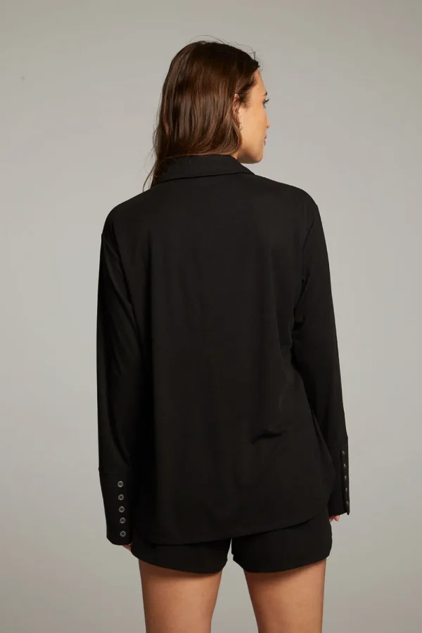 New Ethan Black Button Up Women Loungewear | Tops