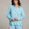 Sale Ethan Clear Sky Button Up Women Loungewear | Tops