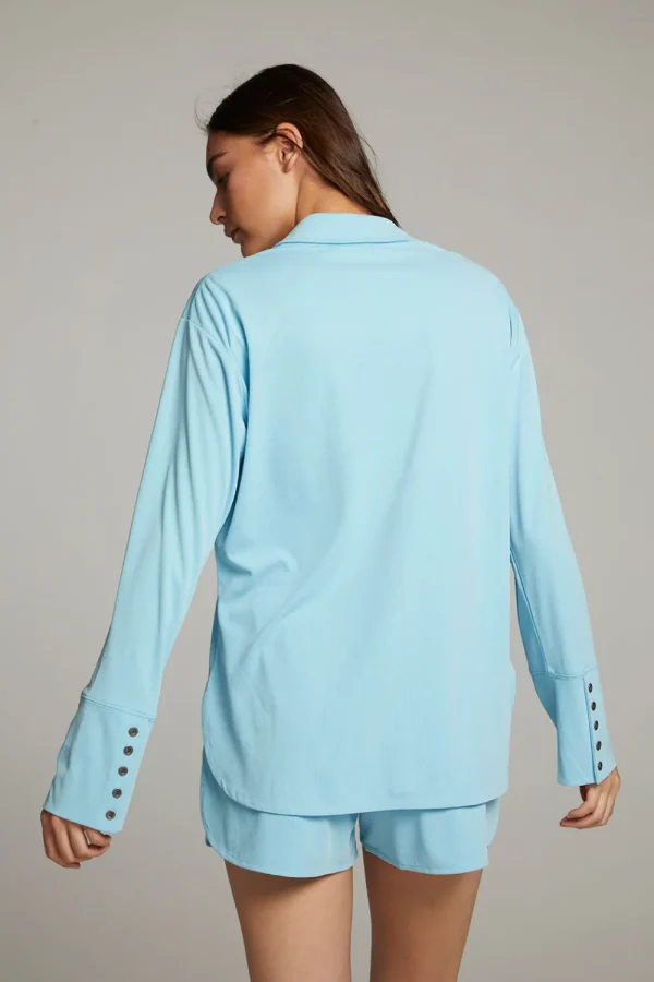 Sale Ethan Clear Sky Button Up Women Loungewear | Tops