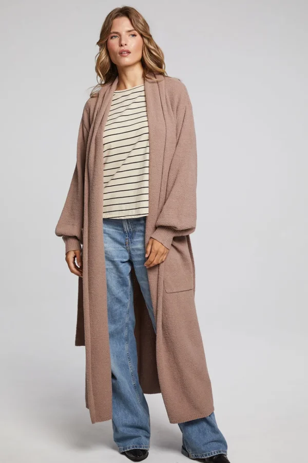 Outlet Evee Warm Taupe Maxi Cardigan Women Outerwear | Loungewear