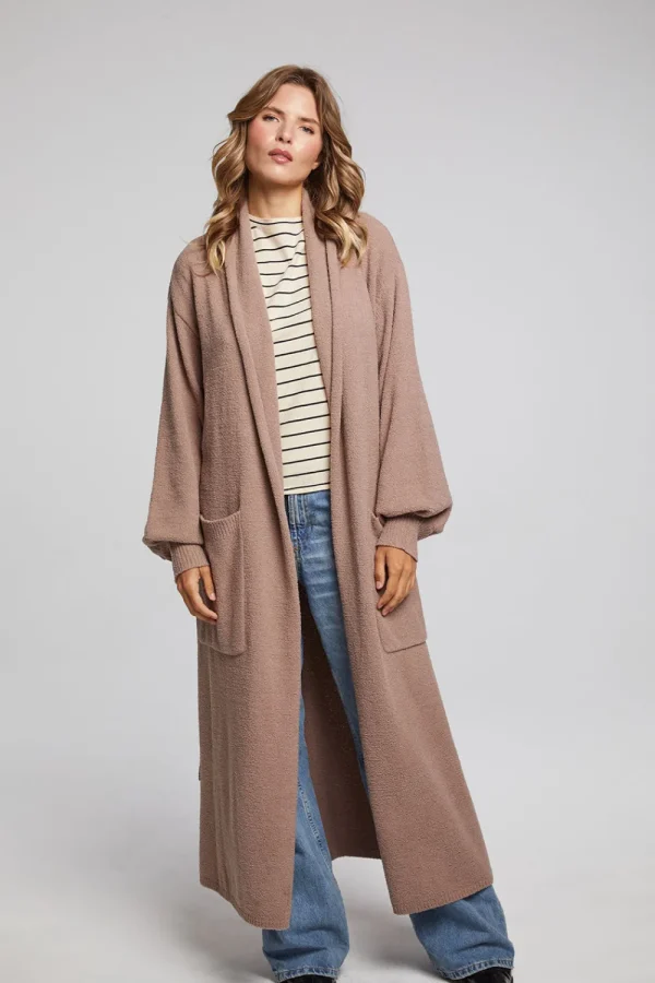 Outlet Evee Warm Taupe Maxi Cardigan Women Outerwear | Loungewear