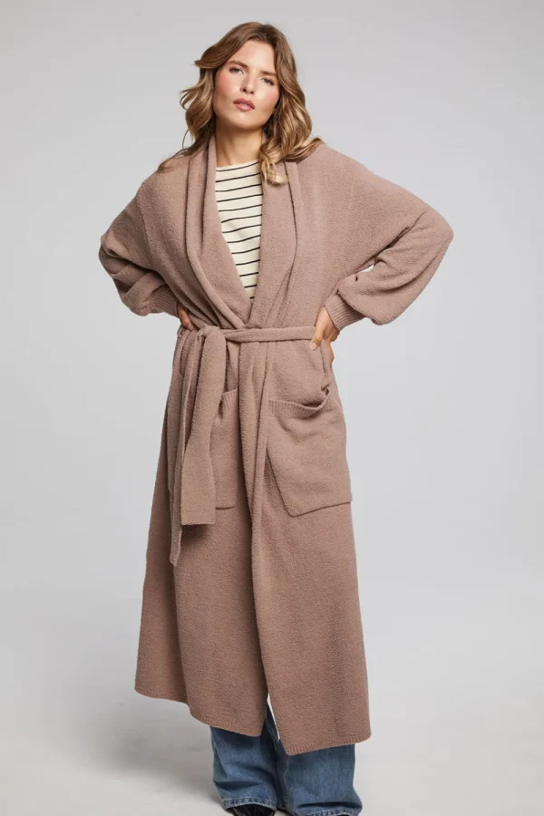 Outlet Evee Warm Taupe Maxi Cardigan Women Outerwear | Loungewear