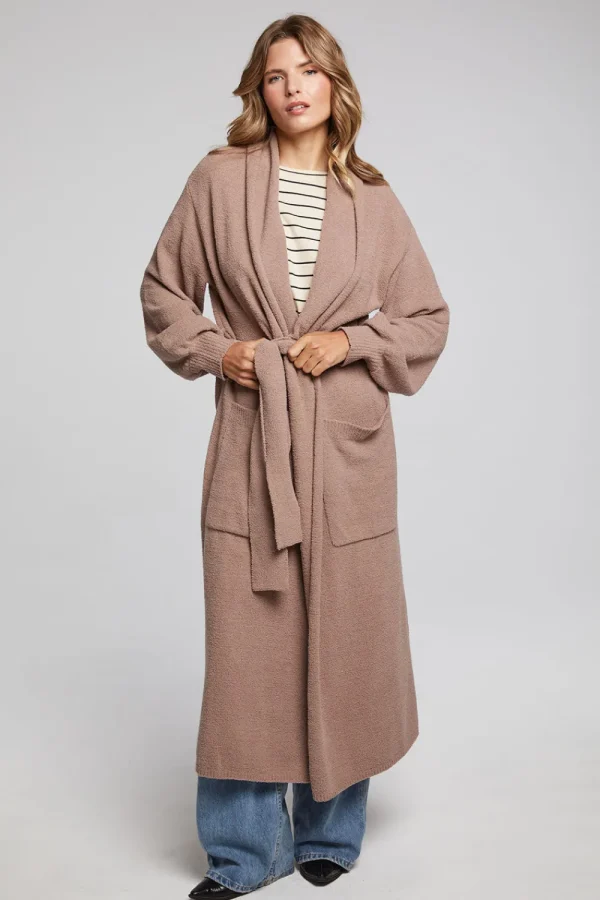Outlet Evee Warm Taupe Maxi Cardigan Women Outerwear | Loungewear