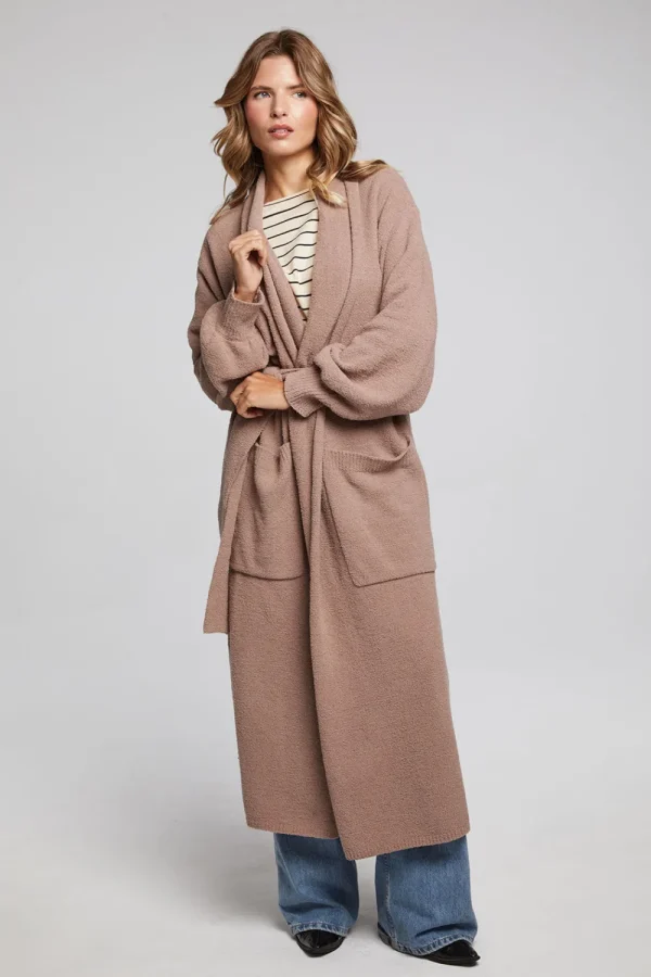 Outlet Evee Warm Taupe Maxi Cardigan Women Outerwear | Loungewear