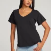 Best Everyday Essential Black V-neck Tee Women Loungewear | Essentials