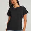 Fashion Everyday Essential Black Crew Neck Tee Women Loungewear | Essentials