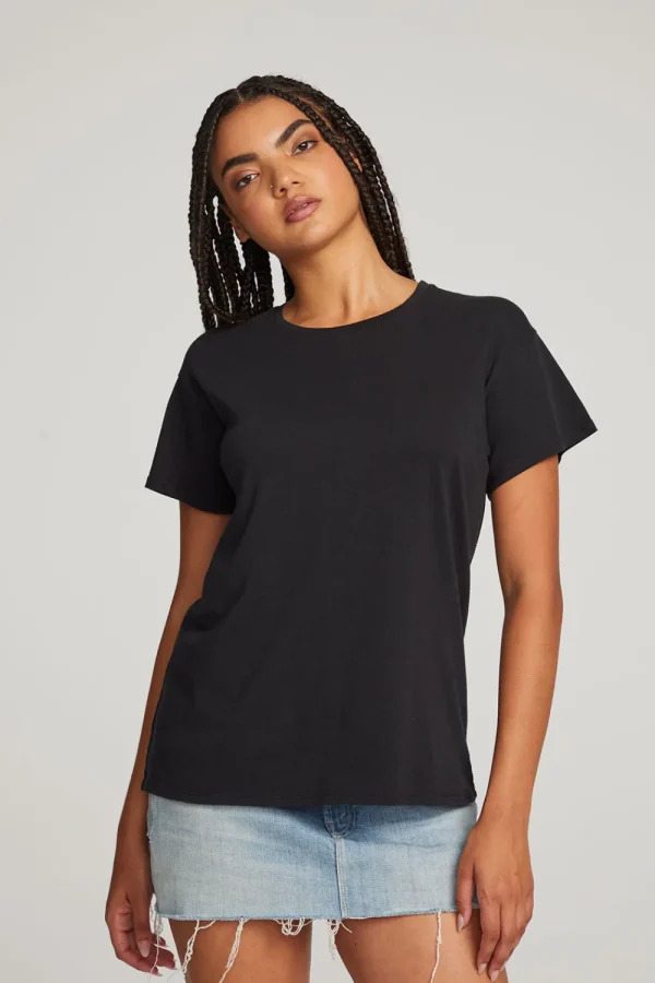 Fashion Everyday Essential Black Crew Neck Tee Women Loungewear | Essentials