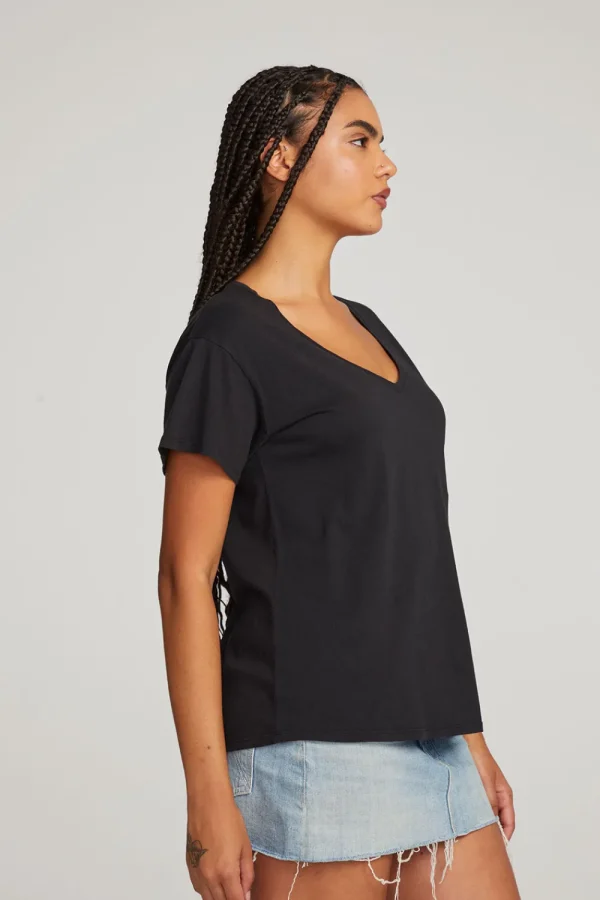 Best Everyday Essential Black V-neck Tee Women Loungewear | Essentials