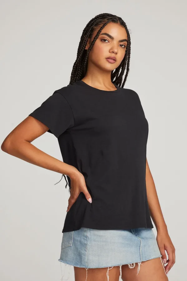 Fashion Everyday Essential Black Crew Neck Tee Women Loungewear | Essentials