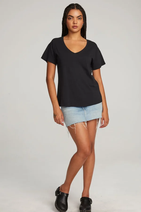 Best Everyday Essential Black V-neck Tee Women Loungewear | Essentials