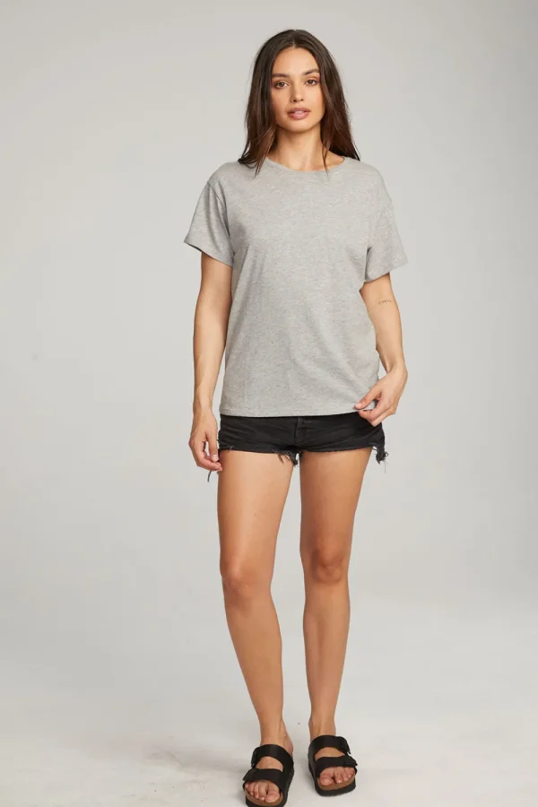 Cheap Everyday Essential Heather Grey Crew Neck Tee Women Loungewear | Tops
