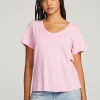New Everyday Essential Pastel Lavender V-neck Tee Women Loungewear | Essentials