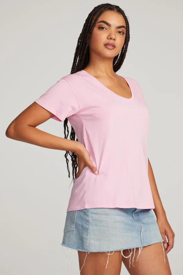New Everyday Essential Pastel Lavender V-neck Tee Women Loungewear | Essentials
