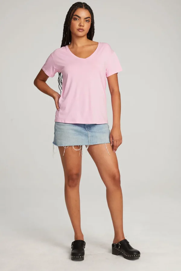 New Everyday Essential Pastel Lavender V-neck Tee Women Loungewear | Essentials