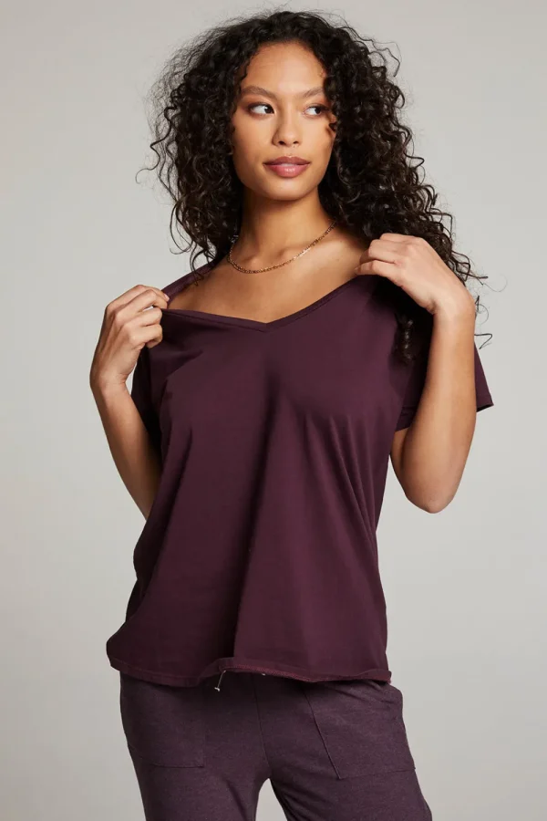 Discount Everyday Essential Plum Perfect V Neck Tee Women Loungewear | Tops