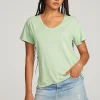 Clearance Everyday Essential Quiet Green V-neck Tee Women Loungewear | Essentials