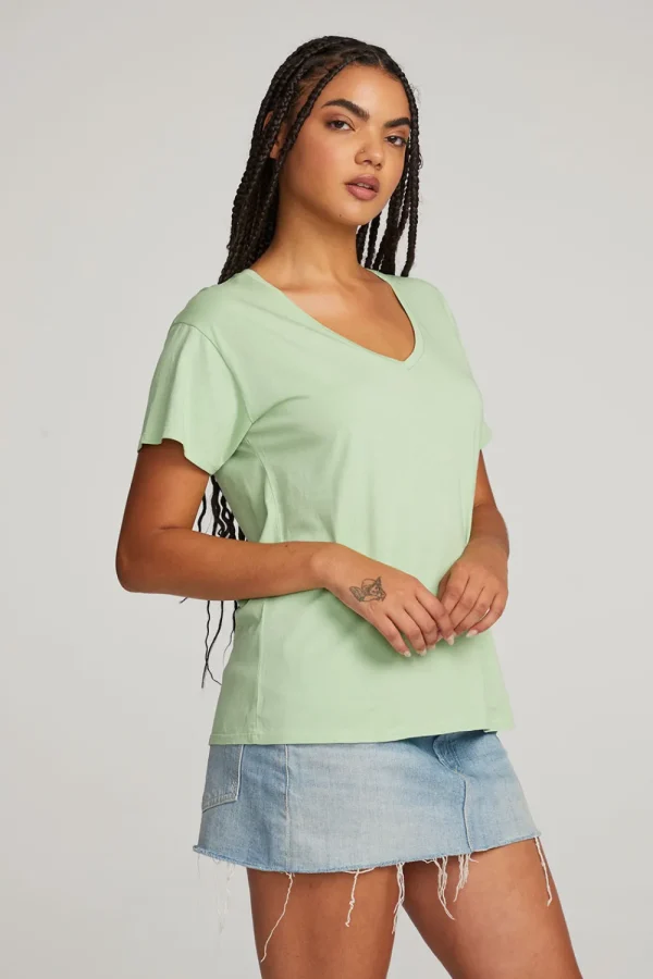 Clearance Everyday Essential Quiet Green V-neck Tee Women Loungewear | Essentials