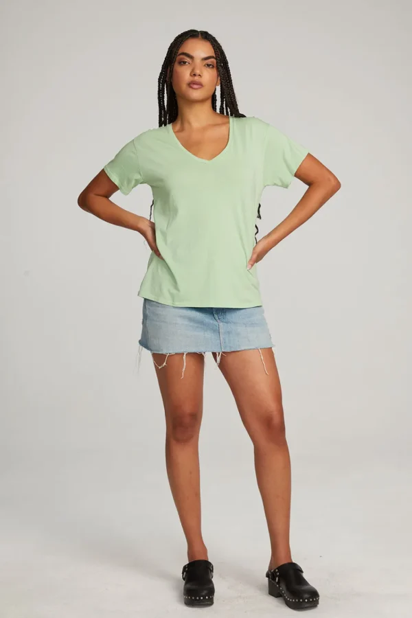 Clearance Everyday Essential Quiet Green V-neck Tee Women Loungewear | Essentials