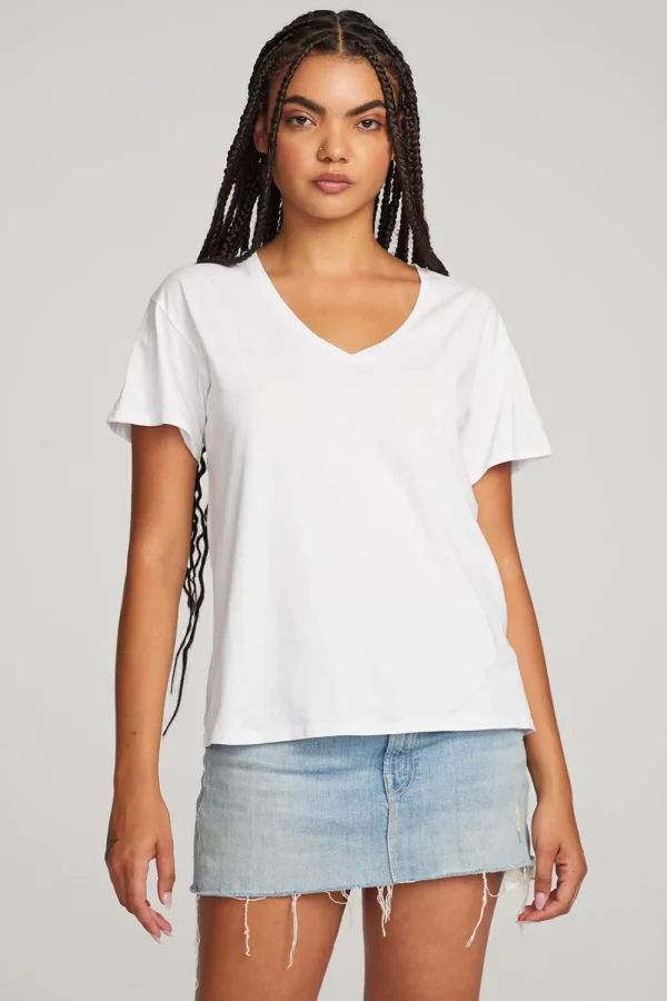 Shop Everyday Essential White V-neck Tee Women Loungewear | Essentials