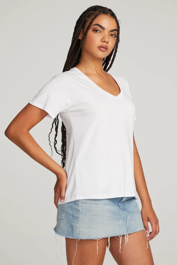 Shop Everyday Essential White V-neck Tee Women Loungewear | Essentials