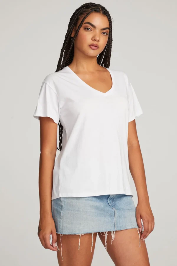 Shop Everyday Essential White V-neck Tee Women Loungewear | Essentials
