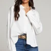 Outlet Ezra White Button Up Women Loungewear | Tops