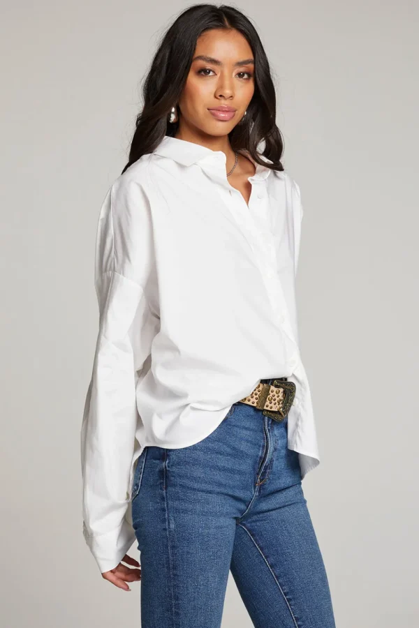 Outlet Ezra White Button Up Women Loungewear | Tops