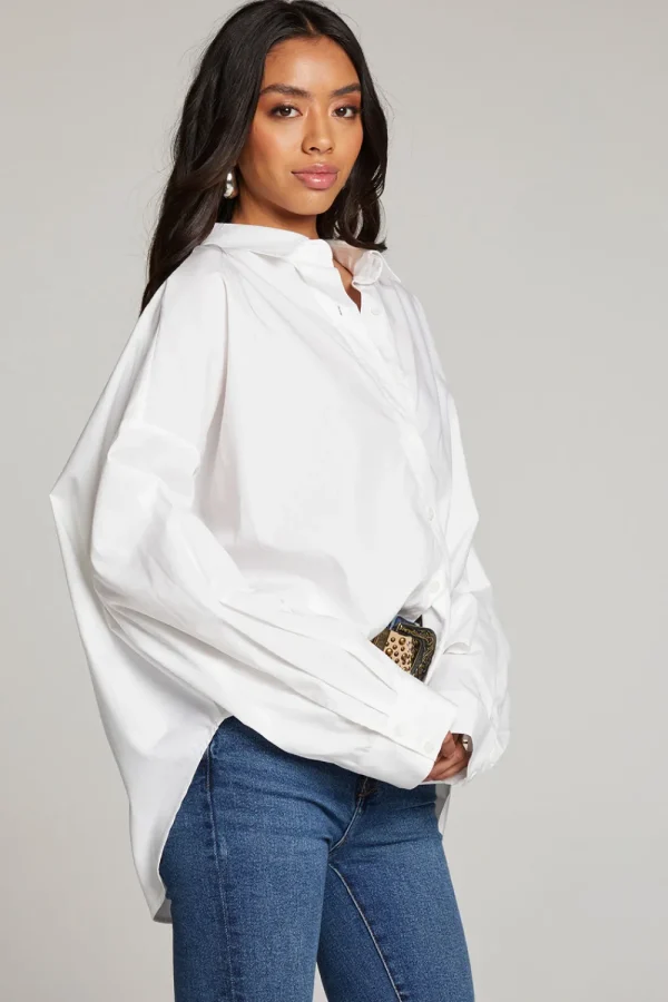 Outlet Ezra White Button Up Women Loungewear | Tops