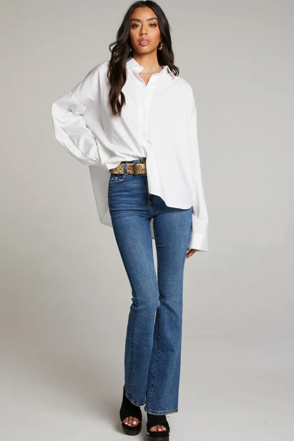 Outlet Ezra White Button Up Women Loungewear | Tops