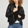 New Faux Suede Shearling Reversible Long Sleeve Waterfall Neck Jacket Women Outerwear | Tops