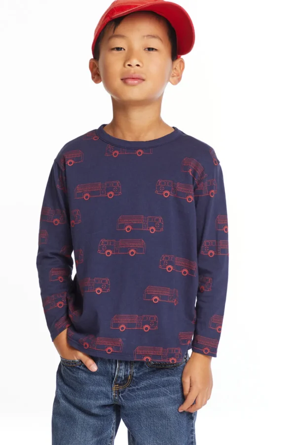 New Fire Trucks Boys Long Sleeve Crew Neck Tee Kids/BOY Boys